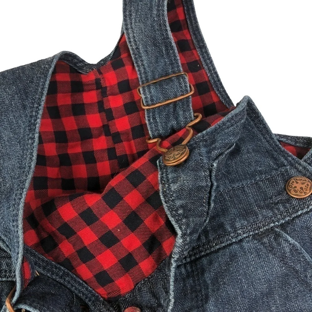 Osh Kosh lined overalls buffalo plaid embroidered stars snap legs 9 months